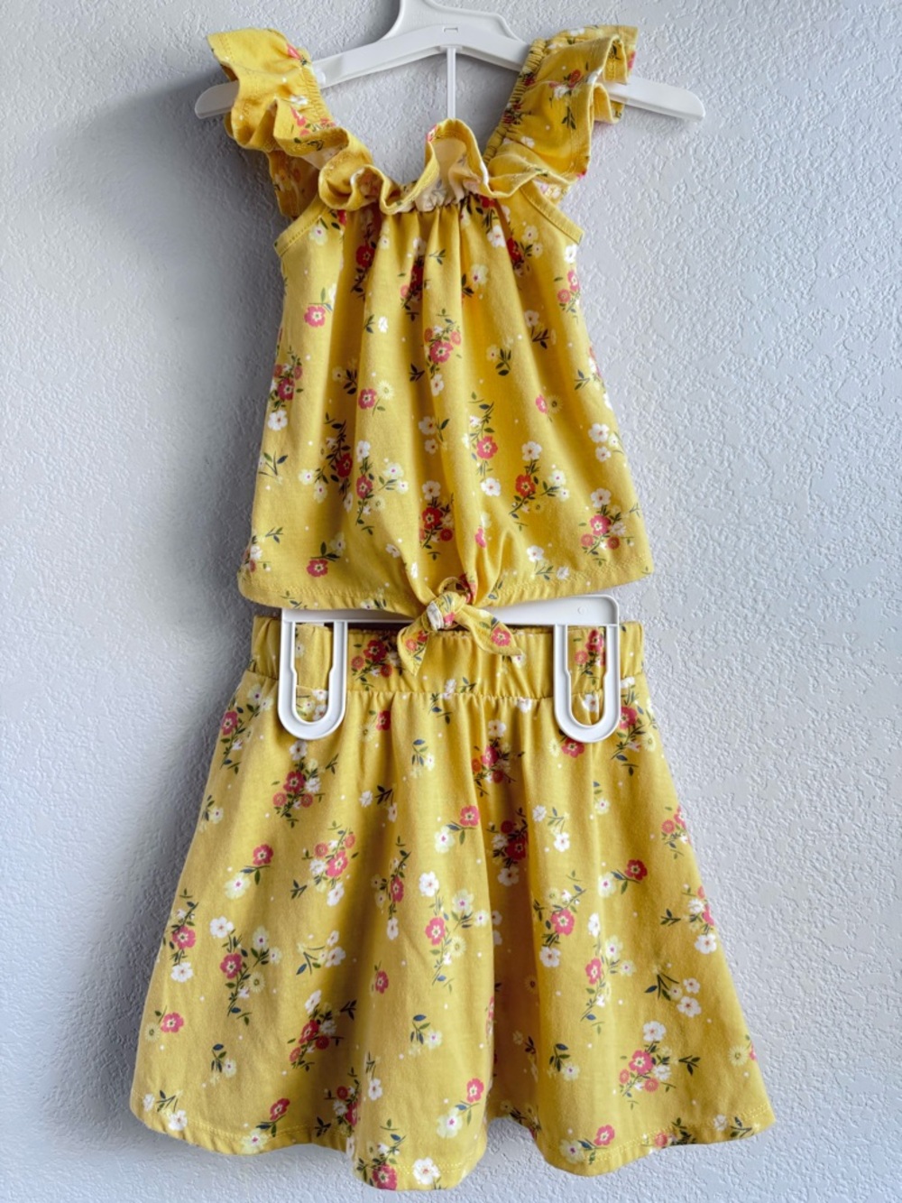 btween Yellow Floral Ruffle Tank & Skort Set. Size 6.